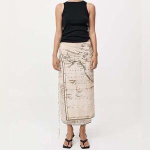 NWT St. Agni Atlas Silk Wrap Tie Skirt Size M/L